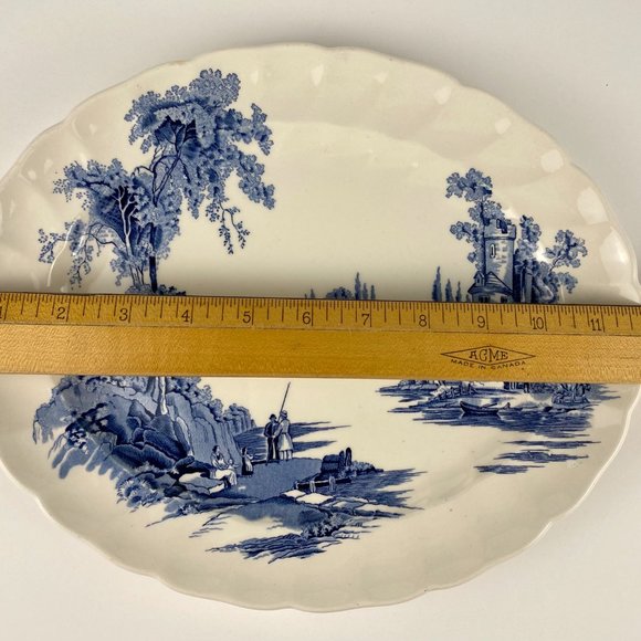 Vintage Johnson Bros "The Old Mill" oval 12" serving platter - Picture 5 of 7